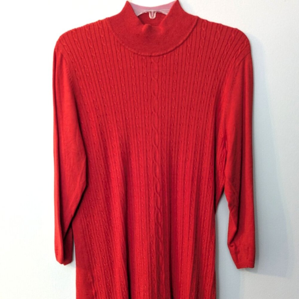 Evan-Picone Women's Burnt Orange Mock Neck Cable Knit Sweater. Size 1X
